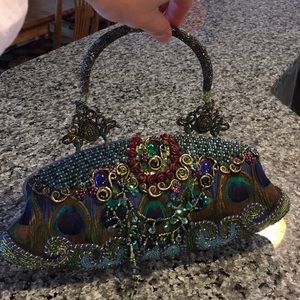 Mary Frances beautiful peacock/blue purse